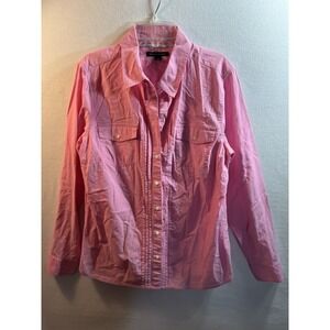 Banana Republic Women's Size L Button Up Pink Shirt Top Long Sleeve Cotton
